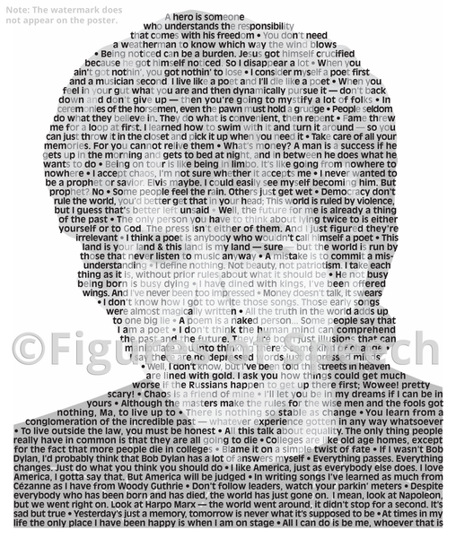 Original Bob Dylan Poster in his own words. Image made of Bob Dylan’s quotes!