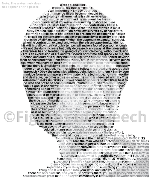 Original Bruce Lee Poster In his own words. Image made of Bruce Lee’s quotes!
