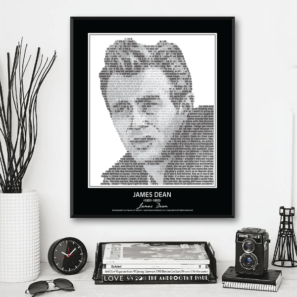 Original James Dean Poster in his own words. Image made of James Dean’s quotes!