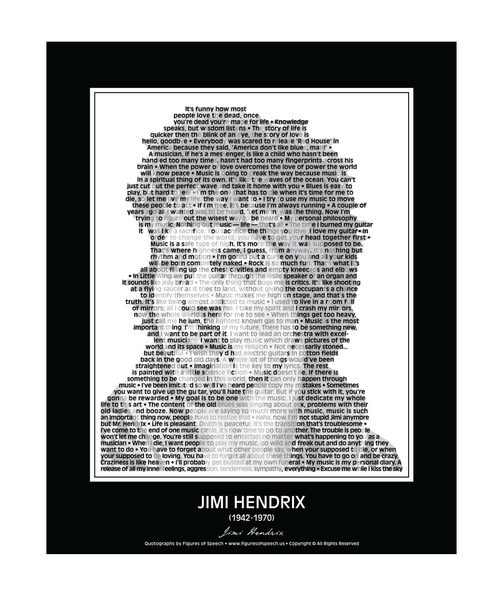 Original Jimi Hendrix Poster in his own words. Image made of Jim Hendrix’s quotes!