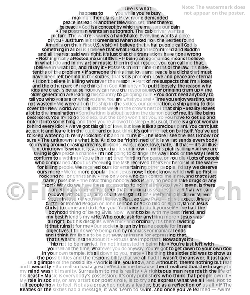 Original John Lennon Poster in his own words. Image made of John Lennon’s quotes!