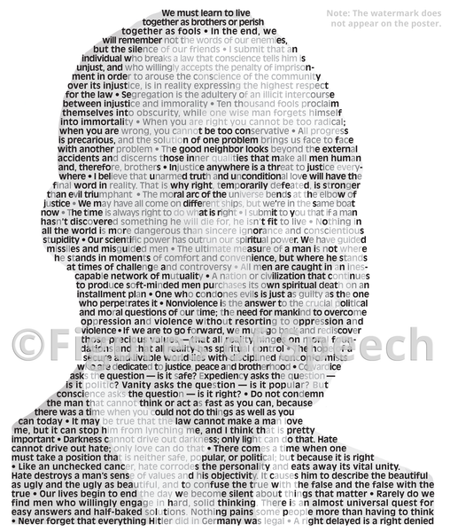 Original Martin Luther King Jr. Poster in his own words. Image made of MLK’s quotes!