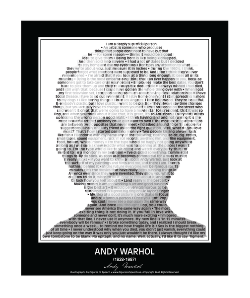 Original Andy Warhol Poster in his own words. Image made of Andy Warhol’s Quotes!