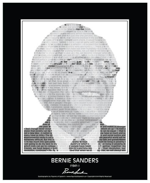 Bernie Sanders Poster in his own words. Image made of Bernie Sanders quotes!