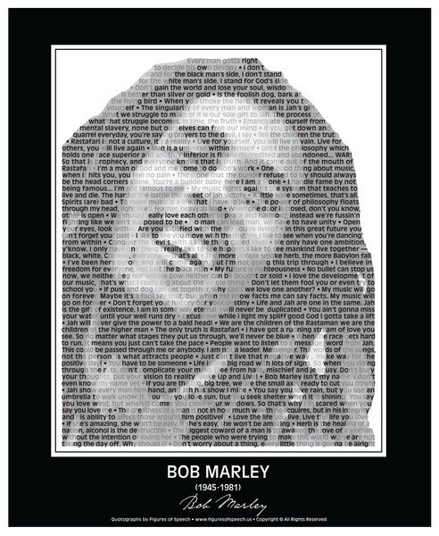 Original Bob Marley Poster in his own words. Image made of Bob Marley’s quotes!