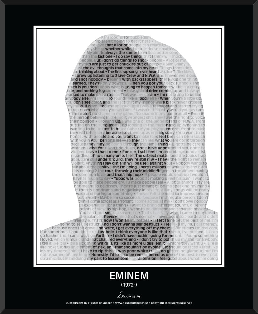 Original Eminem Poster in his own words. Image made of Eminem's quotes –  FIGURES OF SPEECH