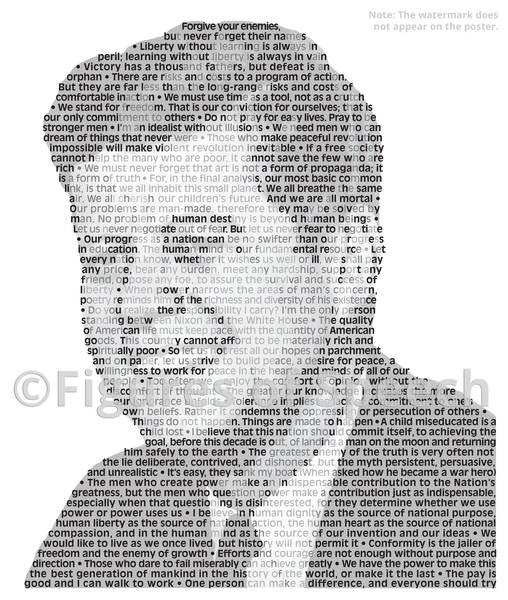 Original John F. Kennedy Poster in his own words. Image made of JFK’S quotes!