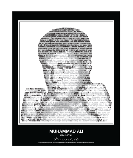 Original Muhammad Ali Poster in his own words. Image made of Ali‘s quotes!